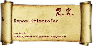 Rapos Krisztofer névjegykártya
